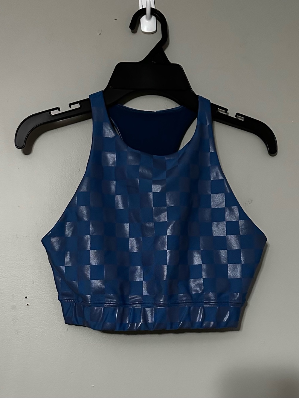 Peloton Navy Blue Checkered sports bra